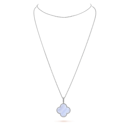 [：Polaidi Jewelry]CLOVER SILVER CHALCEDONY BIG CLOVER NECKLACE