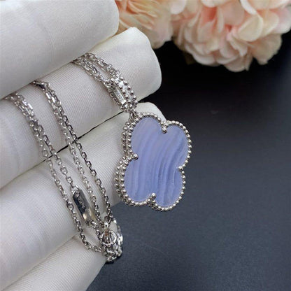 [Polaidi Jewelry]CLOVER SILVER CHALCEDONY BIG CLOVER NECKLACE