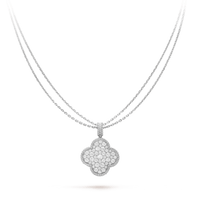 [Polaidi Jewelry ]CLOVER 25MM SILVER FULL DIAMOND BIG CLOVER NECKLACE