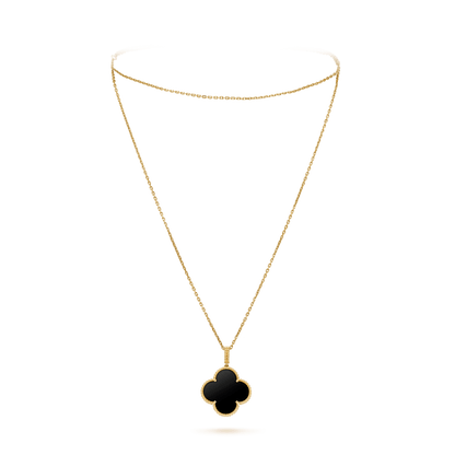 [：Polaidi Jewelry]CLOVER 25MM GOLD ONYX BIG CLOVER NECKLACE