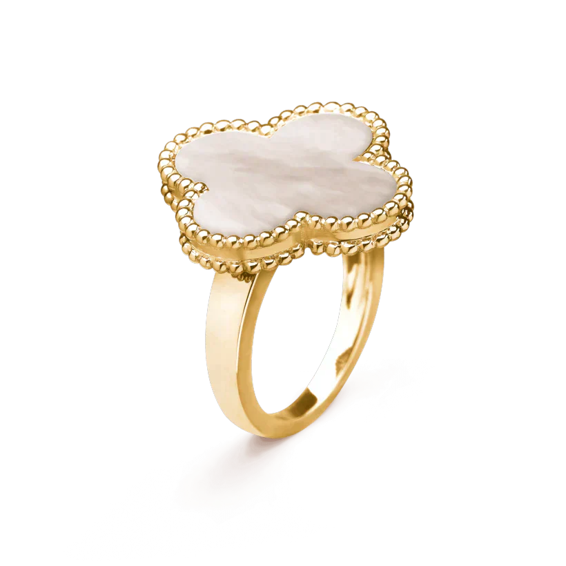 [：Polaidi Jewelry]クローバー ホワイト マザーオブパール リング