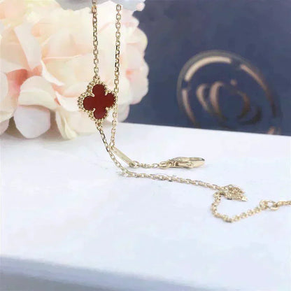 [：Polaidi Jewelry]CLOVER  CARNELIAN SINGLE FLOWER BRACELET