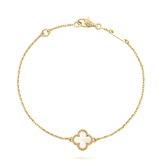 [：Polaidi Jewelry]CLOVER WHITE MOP SINGLE FLOWER BRACELET