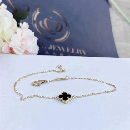 [：Polaidi Jewelry]クローバーオニキスシングルブレスレット