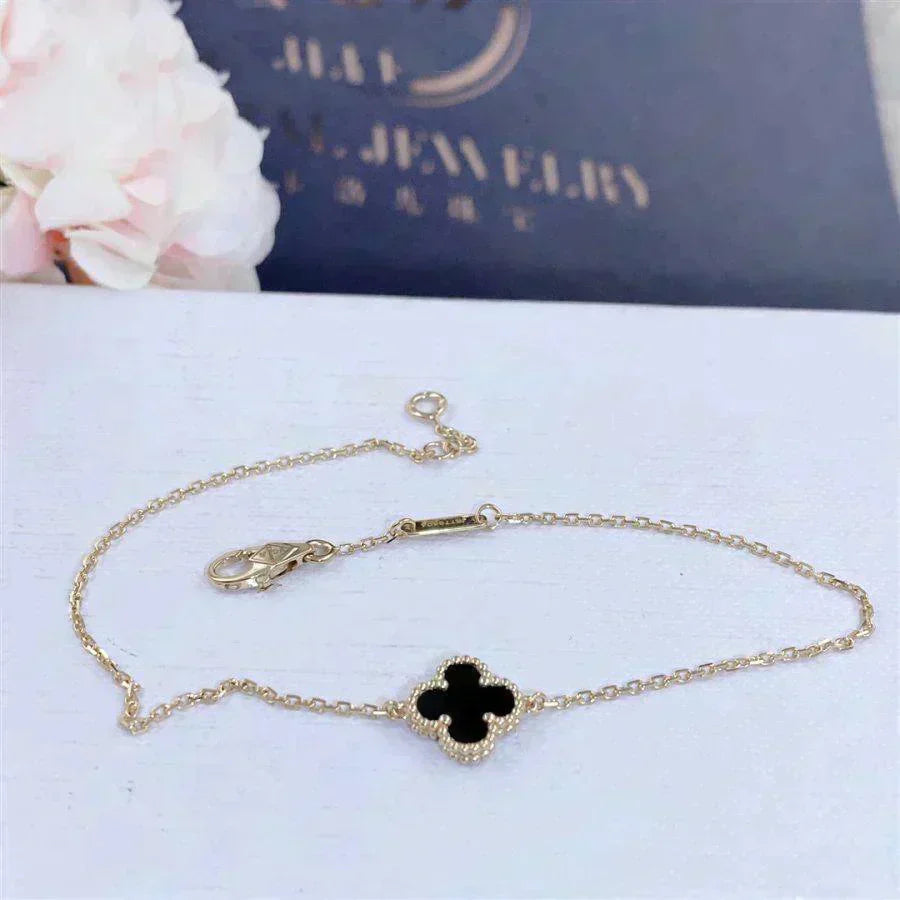 [：Polaidi Jewelry]クローバーオニキスシングルブレスレット