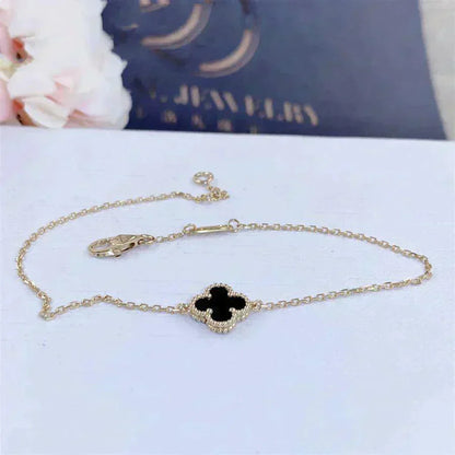 [：Polaidi Jewelry]クローバーオニキスシングルブレスレット