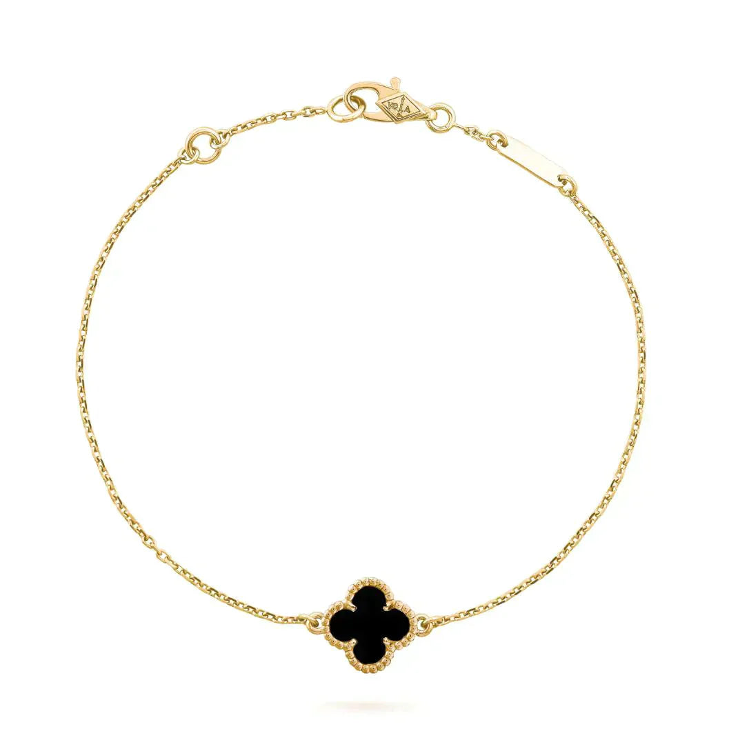 [：Polaidi Jewelry]クローバーオニキスシングルブレスレット