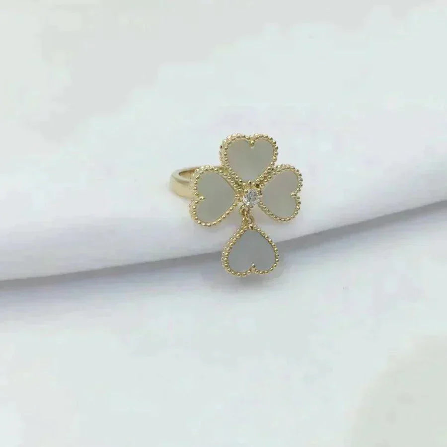 [：Polaidi Jewelry]SWEET CLOVER WHITE MOP RING