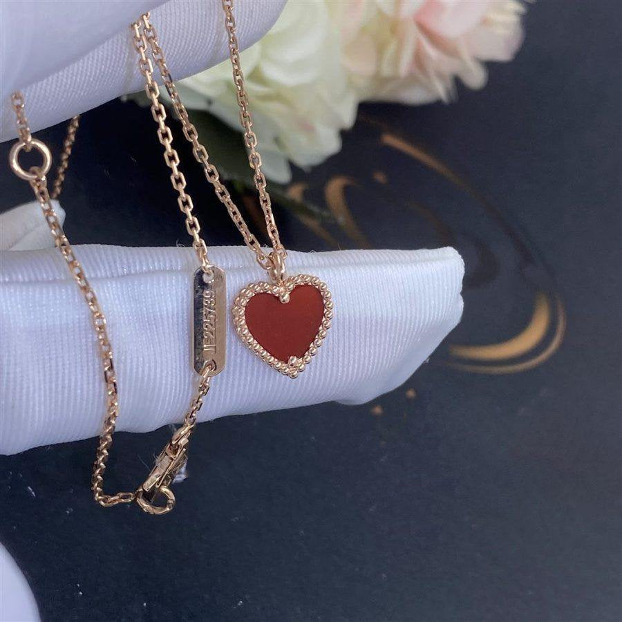 [Polaidi Jewelry]SWEET CLOVER CARNELIAN HEART NECKLACE