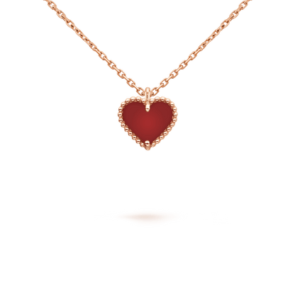 [Polaidi Jewelry]SWEET CLOVER CARNELIAN HEART NECKLACE