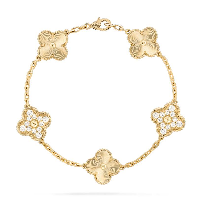 [：Polaidi Jewelry]CLOVER BRACELET 5 MOTIFS GOLD DIAMOND