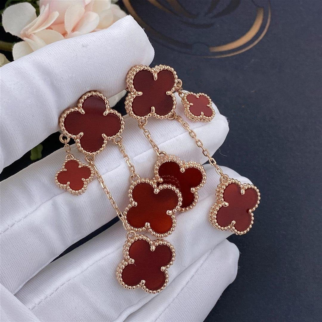 [：Polaidi Jewelry]CLOVER EARRINGS CARNELIAN 4 MOTIFS PINK GOLD