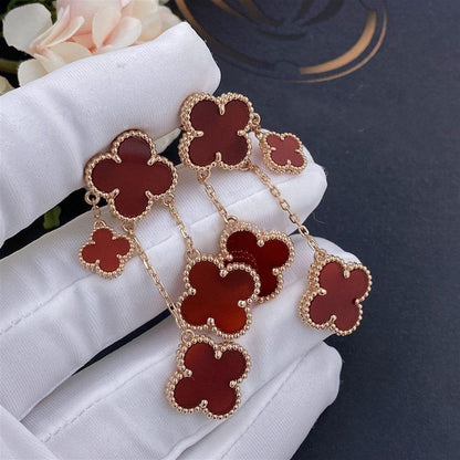 [：Polaidi Jewelry]CLOVER EARRINGS CARNELIAN 4 MOTIFS PINK GOLD