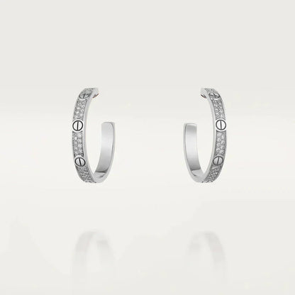 [：Polaidi Jewelry]LOVE DIAMOND SILVER HOOP EARRINGS