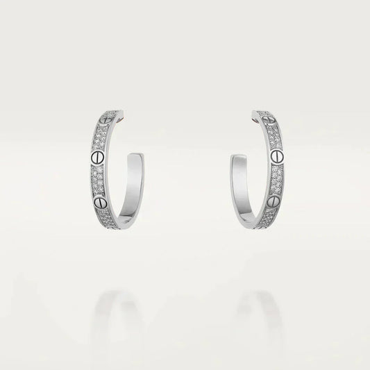 [：Polaidi Jewelry]LOVE DIAMOND SILVER HOOP EARRINGS