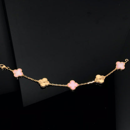 [：Polaidi Jewelry]CLOVER BRACELET 5 MOTIF PINK AND PINK GOLD