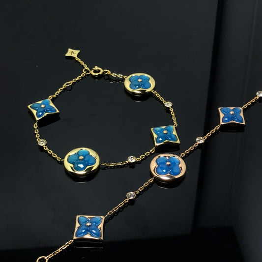 [Polaidi Jewelry]STAR AND SUN 4 MOTIF BLUE BRACELET