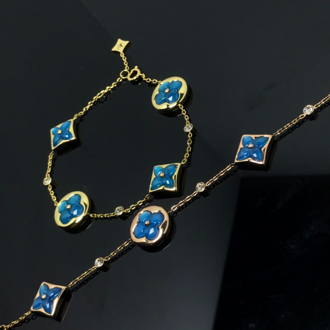 [Polaidi Jewelry]STAR AND SUN 4 MOTIF BLUE BRACELET