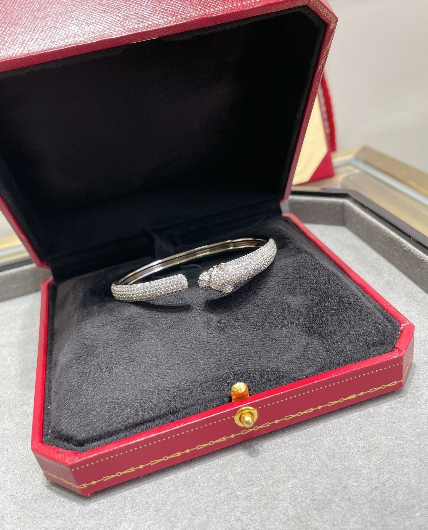 [：Polaidi Jewelry]PANTHERE FULL DIAMOND OPEN BRACELET