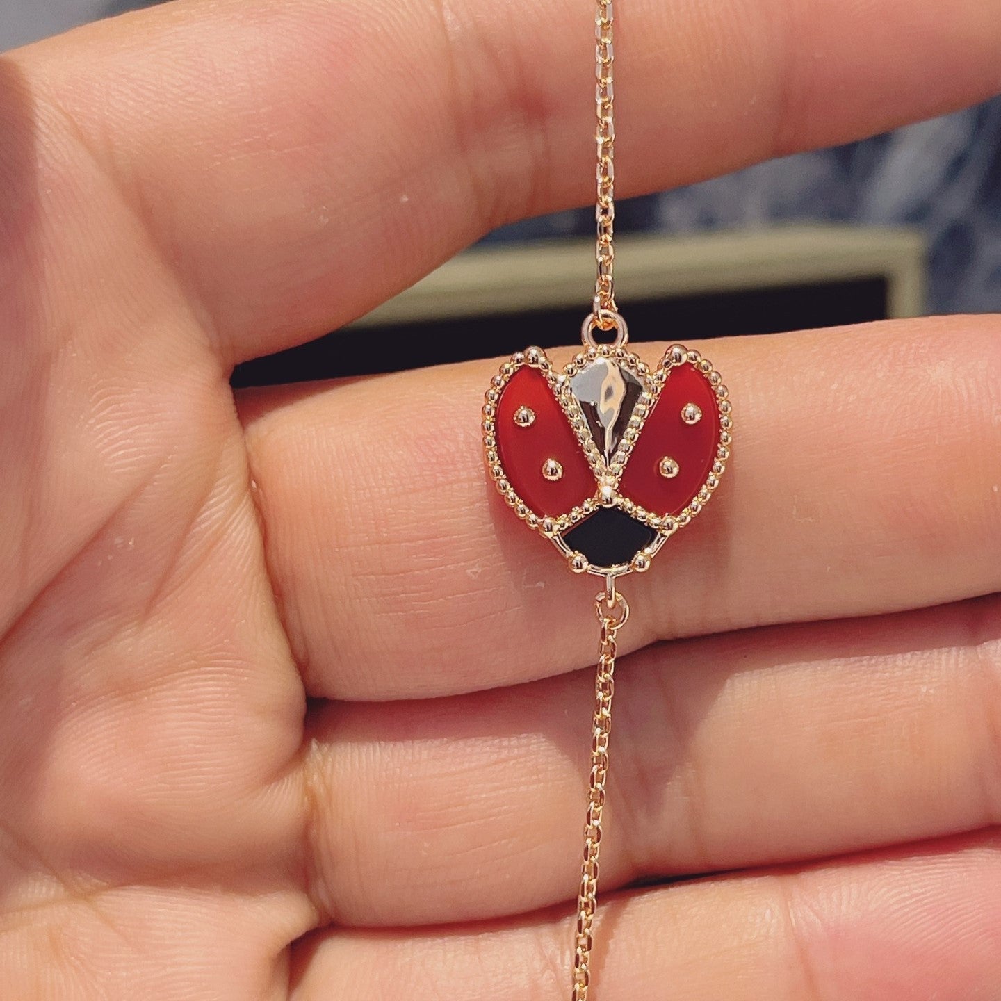 [：Polaidi Jewelry]LUCKY SPRING 1 MOTIF PINK GOLD BRACELET