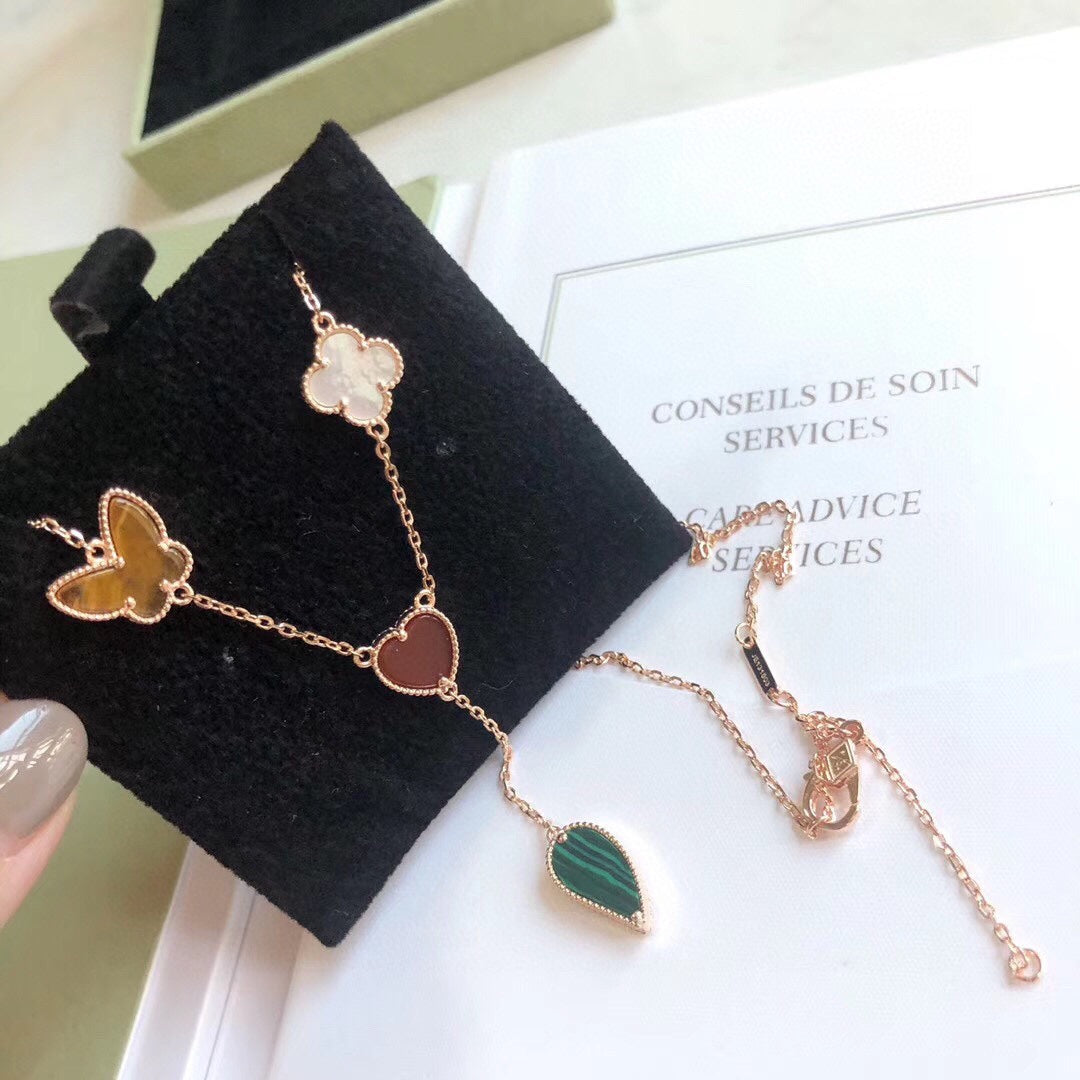 [：Polaidi Jewelry]LUCKY SPRING 4 MOTIFS ROSE GOLD NECKLACE