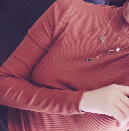 [：Polaidi Jewelry]LUCKY SPRING 4 MOTIFS ROSE GOLD NECKLACE