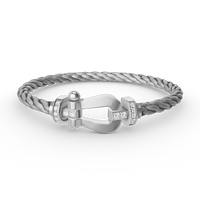 [Polaidi Jewelry ]FORCE LARGE HORSESHOE HALF DIAMOND BRACELET SILVER