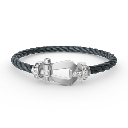 [Polaidi Jewelry]FORCE LARGE HORSESHOE HALF DIAMOND BRACELET SILVER