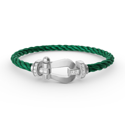 [：Polaidi Jewelry]FORCE LARGE HORSESHOE HALF DIAMOND BRACELET SILVER
