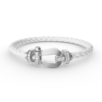 [：Polaidi Jewelry]FORCE LARGE HORSESHOE HALF DIAMOND BRACELET SILVER