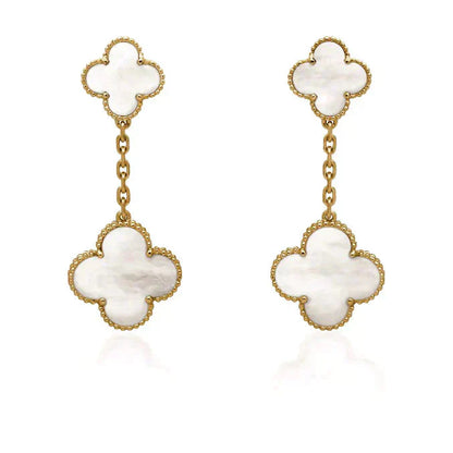 [：Polaidi Jewelry]CLOVER 2 MOTIF WHITE MOP EARRINGS