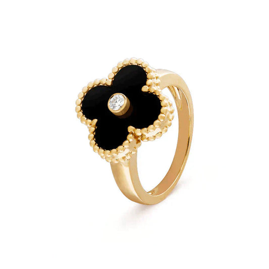[：Polaidi Jewelry]CLOVER ONYX RING GOLD DIAMOND