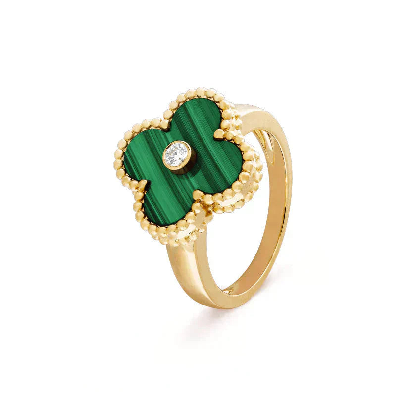 [：Polaidi Jewelry]CLOVER MALACHITE RING GOLD DIAMOND