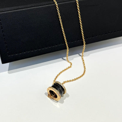[Polaidi Jewelry]ZERO 1 BLACK CERAMIC DIAMOND PINK GOLD NECKLACE