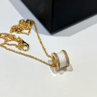 [Polaidi Jewelry ]ZERO 1 WHITE CERAMIC DIAMOND PINK GOLD NECKLACE