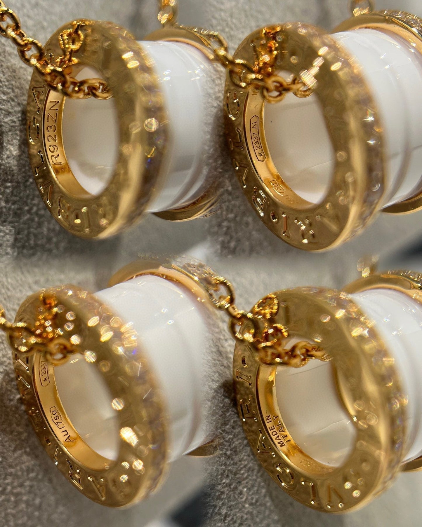 [Polaidi Jewelry]ZERO 1 WHITE CERAMIC DIAMOND PINK GOLD NECKLACE